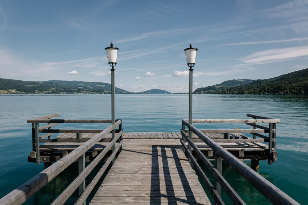 Rakouské jezero Attersee. Naše první zastávka.